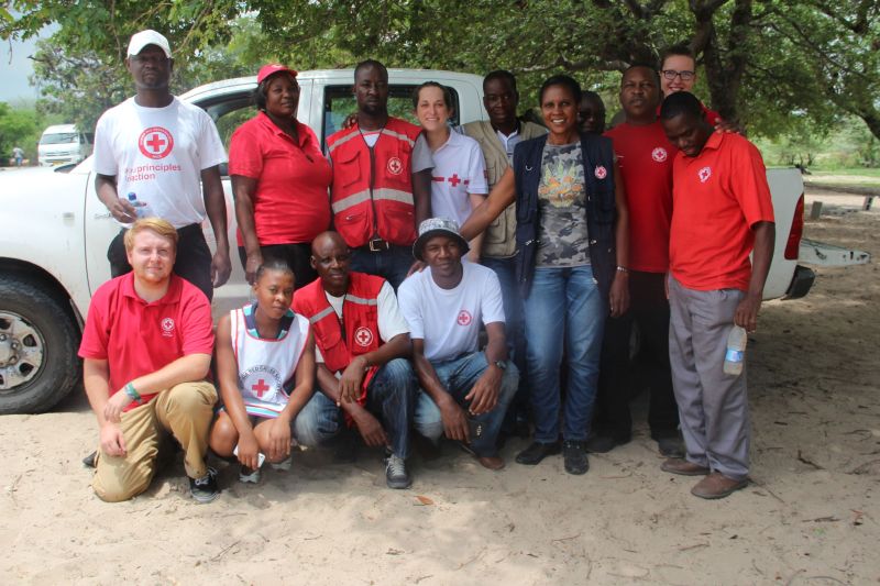 Red Cross activists in Namibia: Rosemary Nalisa is standing in the front row, Brian Patjens is the blond man in the first row.