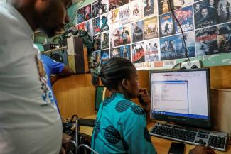 An internet café in Nairobi’s Kibera slum.