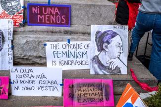 Protest against gender-based violence in New York’s Washington Square Park.