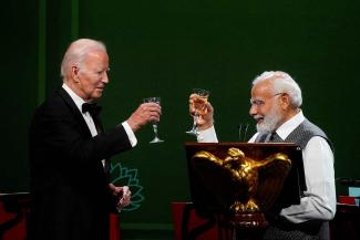 US President Joe Biden welcoming Narendra Modi to state dinner at the White House in Washington. 