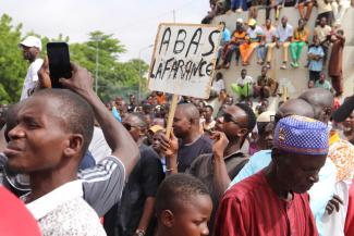 Pro-coup demonstration in Niger’s capital Niamey.
