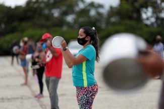 Landless rural people protesting in Brazil’s capital Brasília. 