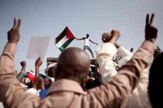 „In der ganzen muslimischen Welt kochen die Gefühle hoch.“ Pro-Palästina-Demonstration in Dakar während der Gaza-Krise von 2014.  