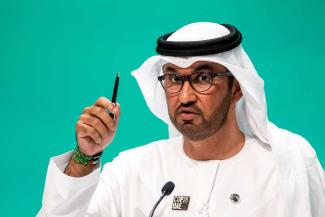Does a high-income Gulf monarchy represent the “global south”? Sultan Ahemd Al Jabar of the United Arab Emirates serving as president of the Dubai climate summit in December. 