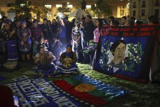 picture alliance/Anadolu/Lucas Aguayo Araos Protest against the disappearance of Mapuche leader Julia Chuñil in Santiago de Chile in April 2025.
