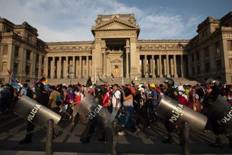Demonstrations against the government of former Peruvian President Dina Boluarte in Lima in 2023. 