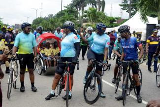 Bicycle riders gather during the Lagos State Government 2022 World Car Free Day.