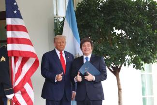 Like-minded heads of state are supported by Donald Trump: Argentina’s President Javier Milei with the US President at the White House in October 2025.