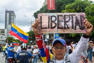 Proteste in Caracas gegen Wahlbetrug nach den Präsidentschaftswahlen 2024.