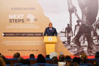 Ghanas Außenminister Samuel Okudzeto Ablakwa bei der Eröffnung der Consultative Conference in Accra.