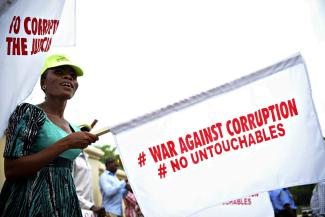 An anti-corruption demonstration in Abuja in 2016. Ten years on, the situation has not improved significantly.