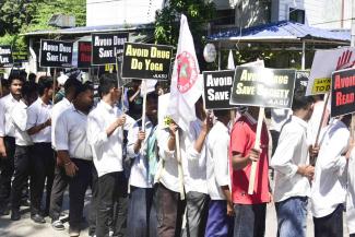 Eine Kundgebung zur Drogenaufklärung im nordindischen Bundesstaat Assam im September.