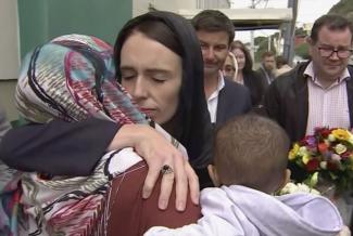 Prime Minister Jacinda Ardern visiting a Mosque in Wellington after the terror attack in Christchurch on Friday.