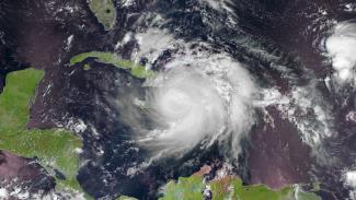 Eumetsat/picture-alliance/dpa Hurrican Matthew over Haiti, Cuba and Jamaica in October 2016.