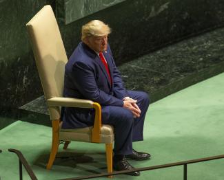 Trump at the UN headquaters in New York.