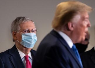Mitch McConnell did his best to use Trump. The president is gone, but the senator is still in office. The photo was taken in Washington in May 2020.