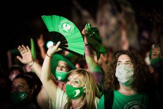 Argentina legalised abortion at the end of 2020, so fewer women will die because of illegal surgery: activists celebrating in Buenos Aires.