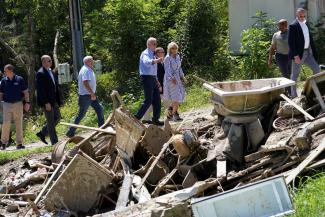 President Biden inspecting flood damages in Kentucky in August.