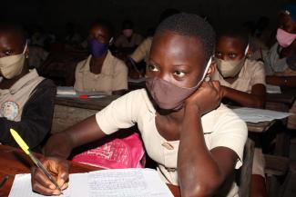 School girl in Cotonou in May 2020.