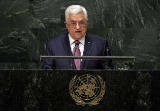 Palestinian President Mahmood Abbas addressing the UN General Assembly in New York in September 2014.