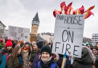 picture-alliance/Frank Rumpenhorst/dpa High school students protesting in Frankfurt on 1 February 2019.