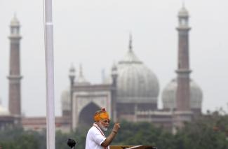 picture-alliance / AP Photo Whether he likes it or not, India’s Muslim history is undeniable: Prime Minister Narendra Modi delivering an address to the nation from Delhi’s Red Fort