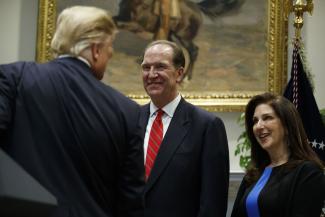 Donald Trump’s nominee David Malpass and his wife Adele in the White House.