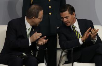 Ban Ki-moon, UN secretary general, and Enrique Pena Nieto, Mexico’s president, during the opening ceremony of the High-Level Meeting.