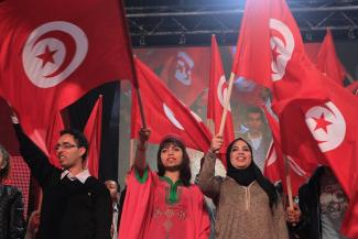 “Most Tunisians appreciate enjoying more liberty than ever before”: supporters of a new political party in March 2016.