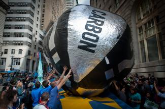 Climate protest in New York ahead of the UN event.