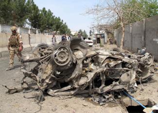 Remainders of a car bomb in March 2015.