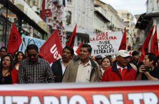 Trade union protests in the Ecuadorian capital Quito at the end of December.