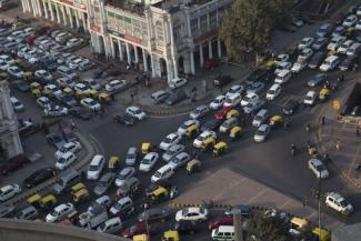 Congested traffic in Delhi.
