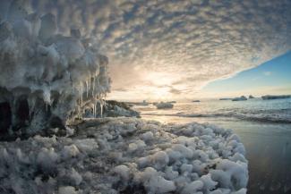 Ice boulders at the Ross Sea of Antarctica.