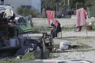 Syrian refugee woman in the UNHCR refugee camp in Diavata, Greece.