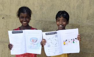 Lernen auch in der Krise: Kinder im indischen Bundesstaat Assam.