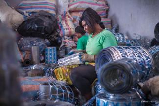 Workers at the recycling facility.