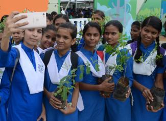 Taking a selfie: many Indian girls do not have a smartphone of their own.