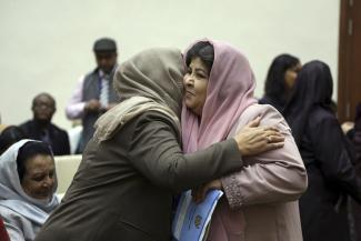 Teilnehmer einer Veranstaltung zur Feier des Internationalen Frauentags in Kabul im Jahr 2018.