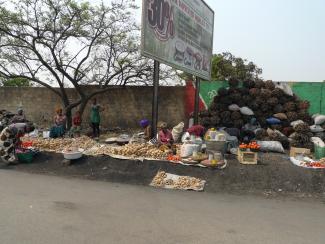 Many people are stuck in informal self-employment: road-side market in Lusaka.