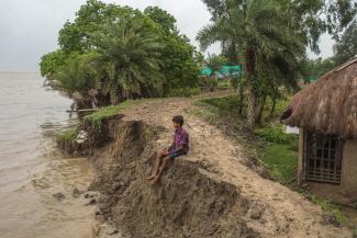 Threatened environment: eroding shoreline of a Sundarban island in the Ganges Delta.
