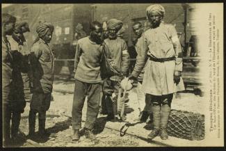 Indische Soldaten in britischem Dienst während des Ersten Weltkriegs in Frankreich.