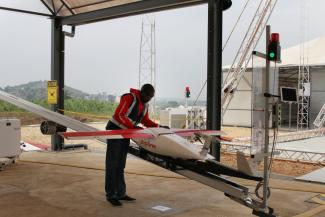 A drone transporting blood to remote areas of Rwanda.