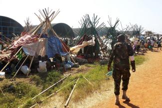 Refugees on UN land in Juba on 18 December.
