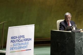 Antonio Guterres, UN Secretary-General, at a meeting of the High-level Political Forum on Sustainable Development at the UN headquarters in New York.