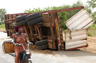 Risky roads – entire families can be plunged into poverty because of accidents like this one in Burkina Faso.