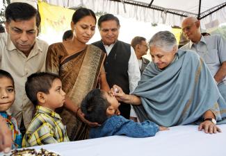 Vaccination campaign against polio in India.