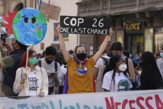 Im Kampf gegen die Erderwärmung läuft die Zeit davon: Protest von Fridays for Future in Mailand 2021.