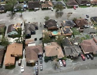 Überflutete Häuser in Louisiana nach Hurrikan Ida.
