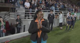 Sabrina Jean bei der CONIFA-Weltfußballmeisterschaft 2016.